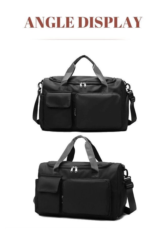 MIXDE - Sports Gym Bag with Shoes Compartment Travel Duffel Bag with Dry Wet Separated Pocket for Men and Women, Overnight Bag Weekender Bag Training Handbag Yoga Bag - Black - Image 1