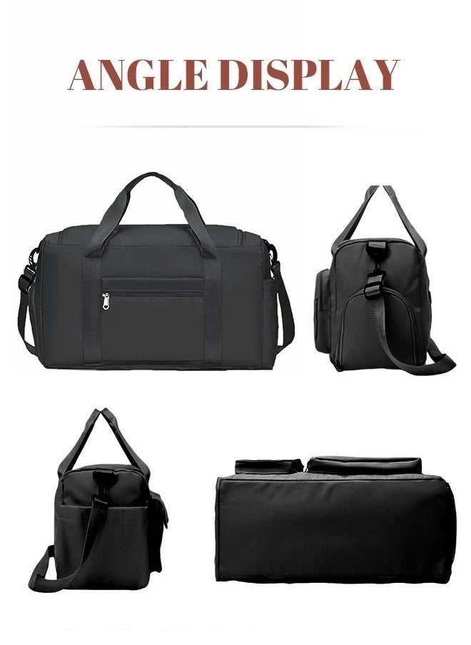 MIXDE - Sports Gym Bag with Shoes Compartment Travel Duffel Bag with Dry Wet Separated Pocket for Men and Women, Overnight Bag Weekender Bag Training Handbag Yoga Bag - Black - Image 1