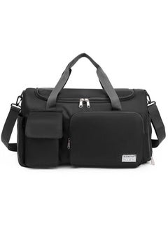 Sports Gym Bag with Shoes Compartment Travel Duffel Bag with Dry Wet Separated Pocket for Men and Women, Overnight Bag Weekender Bag Training Handbag Yoga Bag - Black
