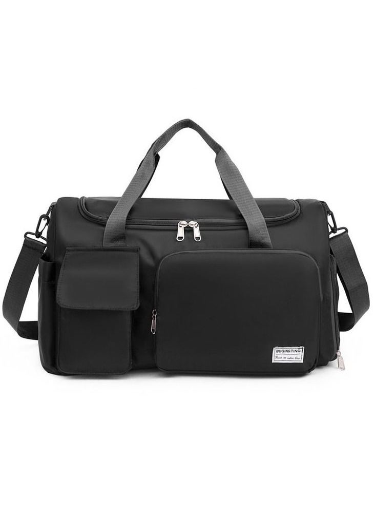 MIXDE - Sports Gym Bag with Shoes Compartment Travel Duffel Bag with Dry Wet Separated Pocket for Men and Women, Overnight Bag Weekender Bag Training Handbag Yoga Bag - Black - Image 1