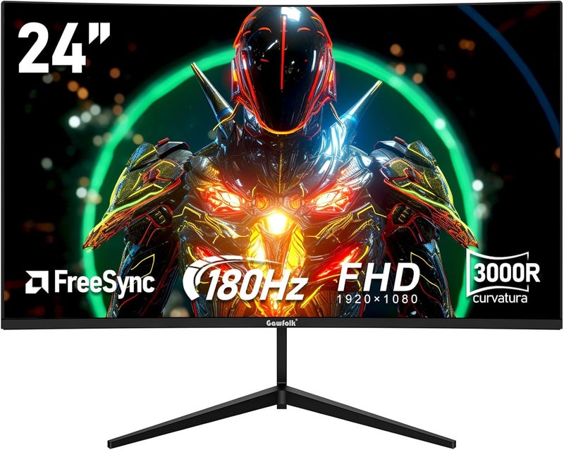 Gawfolk شاشة Gawfolk 24.5 بوصة FHD 120 هرتز منحنية 3000R 98% sRGB خالية من الوميض مناسبة للمنزل والمكتب والمراقبة مع مكبر صوت مدمج - Image 1