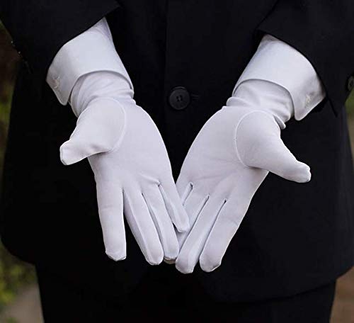 DreamHigh DH 2 Pairs White Cotton/Nylon Marching Gloves, Formal Tuxedo Honor Guard Parade Gloves - Image 4