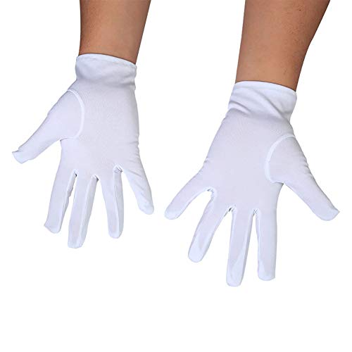 DreamHigh DH 2 Pairs White Cotton/Nylon Marching Gloves, Formal Tuxedo Honor Guard Parade Gloves - Image 2