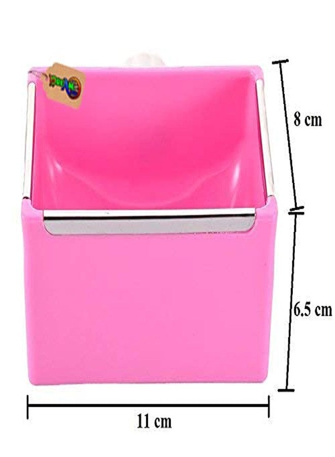 DreamAuro Bite Proof Cage Attach with Steel Coating on Edges Food Bowl Cum Water Bowl for Hamster, Guinea Pigs, Rabbit, Chinchilla (Random Color) - Image 2