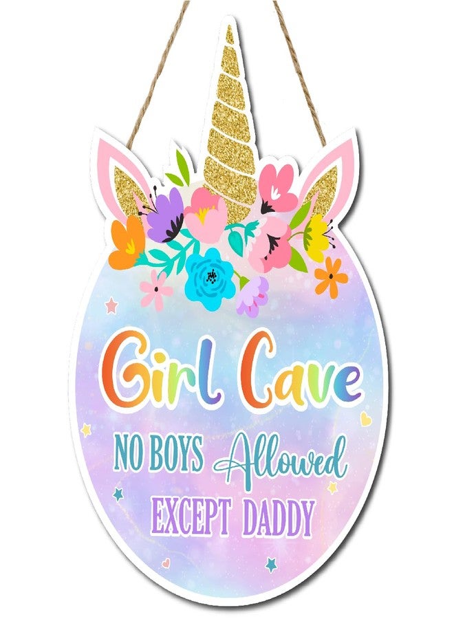 Gwisml Unicorn Theme Room Decor,Girl Cave Wall Sign Decor,Pink Purple Rainbow Wall Art Decor for Girls,Unicorn Wood Hanging Sign for Baby Girls Bedroom Living Room - Image 1