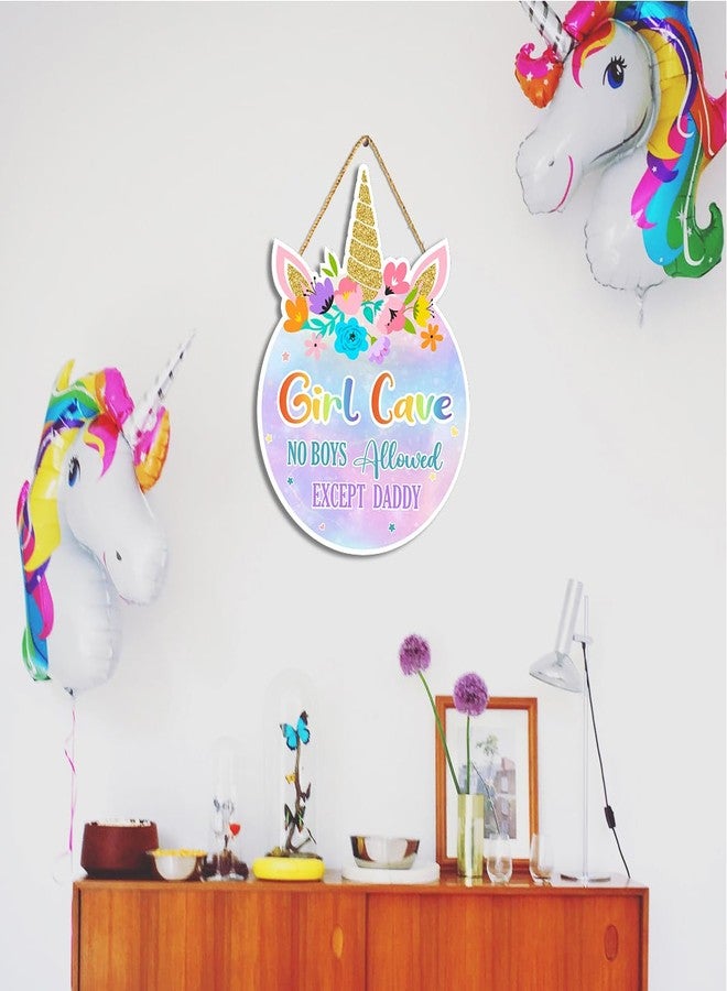 Gwisml Unicorn Theme Room Decor,Girl Cave Wall Sign Decor,Pink Purple Rainbow Wall Art Decor for Girls,Unicorn Wood Hanging Sign for Baby Girls Bedroom Living Room - Image 4