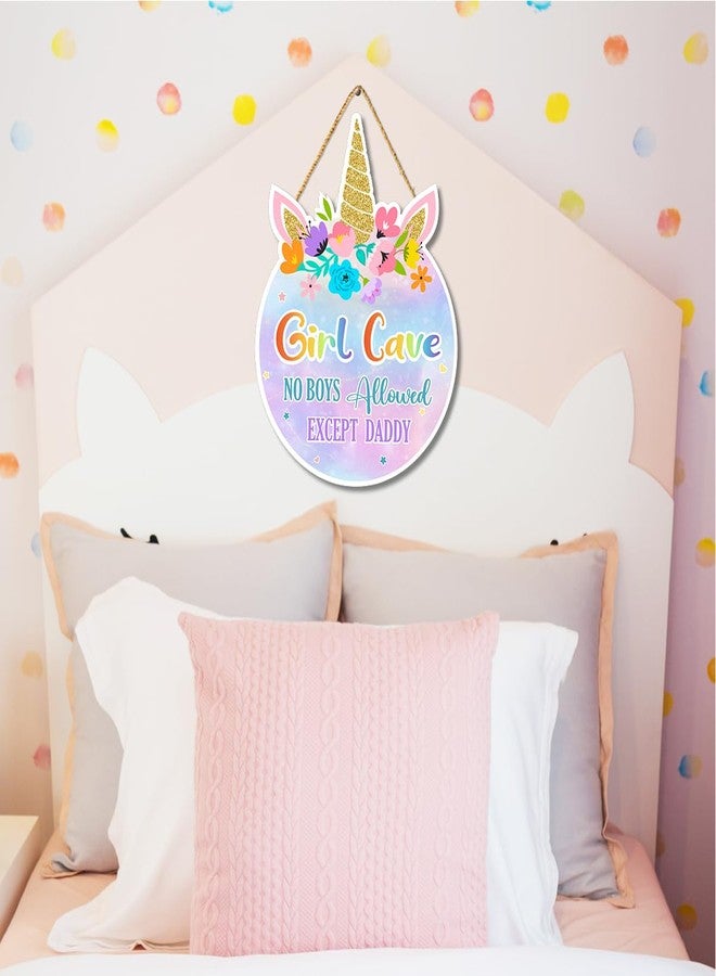 Gwisml Unicorn Theme Room Decor,Girl Cave Wall Sign Decor,Pink Purple Rainbow Wall Art Decor for Girls,Unicorn Wood Hanging Sign for Baby Girls Bedroom Living Room - Image 5