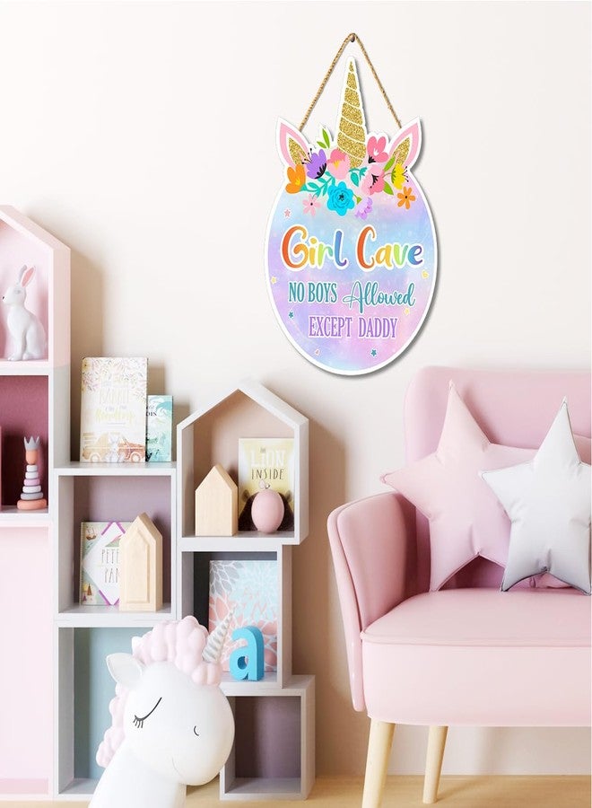 Gwisml Unicorn Theme Room Decor,Girl Cave Wall Sign Decor,Pink Purple Rainbow Wall Art Decor for Girls,Unicorn Wood Hanging Sign for Baby Girls Bedroom Living Room - Image 3