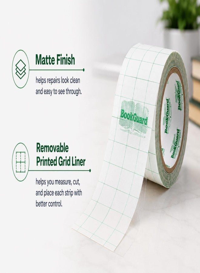 BookGuard 2 Inch Clear Vinyl Book Repair Tape with Grid Liner, 10 yd Roll, Matte Non-Glare Book Binding Tape for Spines, Covers, Pages, Library Book Repair, Schools, Hymnals - Image 3