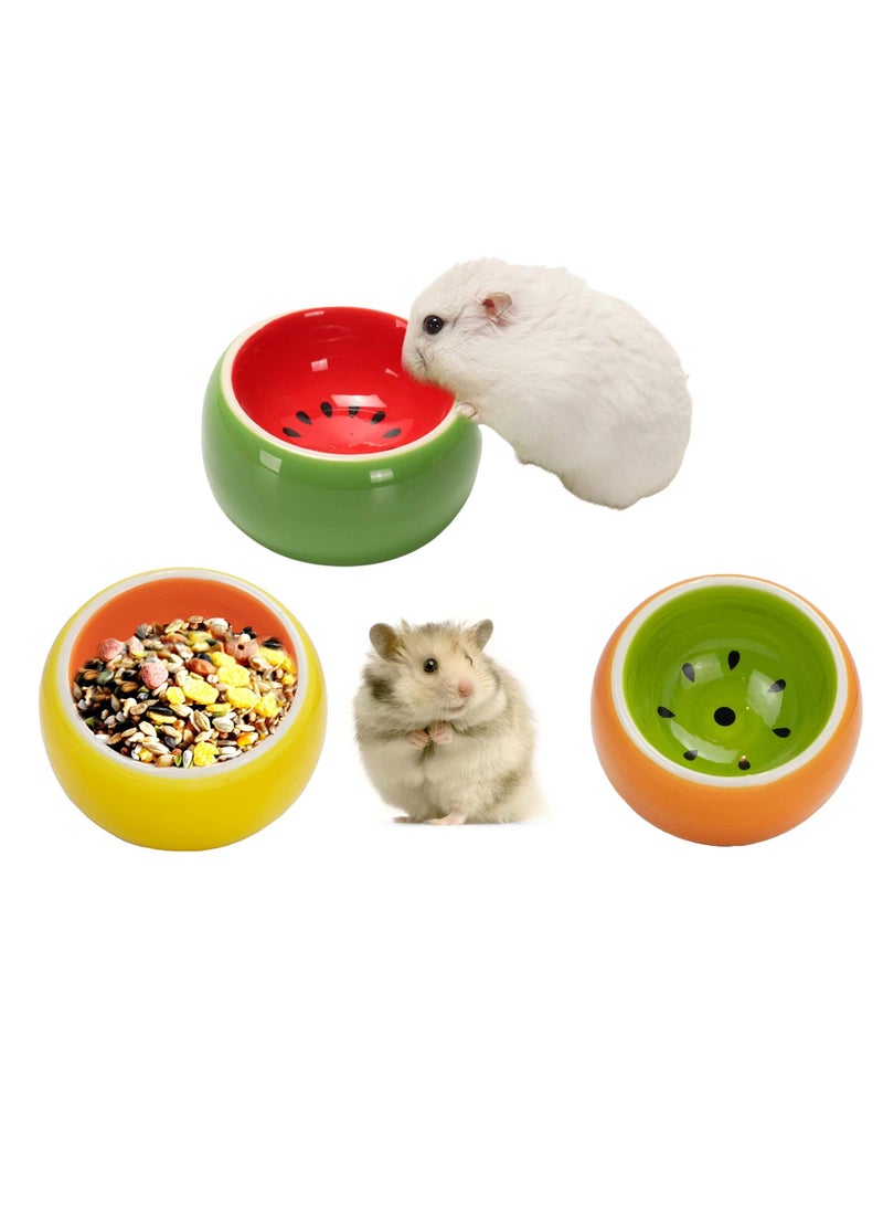 Hamster Bowl 3-Piece Set, Ceramic Food Dish and Water Bowl, Small Animal Food Dish for Syrian Hamster Rabbit Gerbil Hedgehog Sugar Rat - Image 1