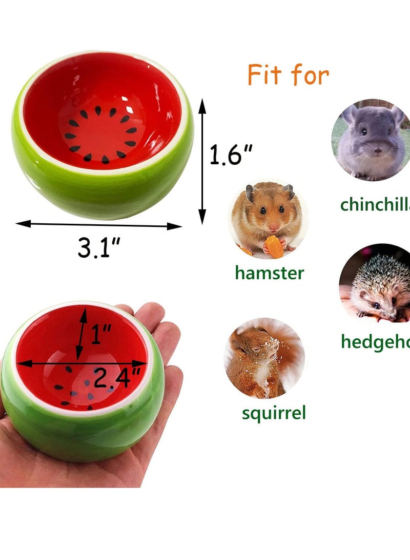 Hamster Bowl 3-Piece Set, Ceramic Food Dish and Water Bowl, Small Animal Food Dish for Syrian Hamster Rabbit Gerbil Hedgehog Sugar Rat - Image 4