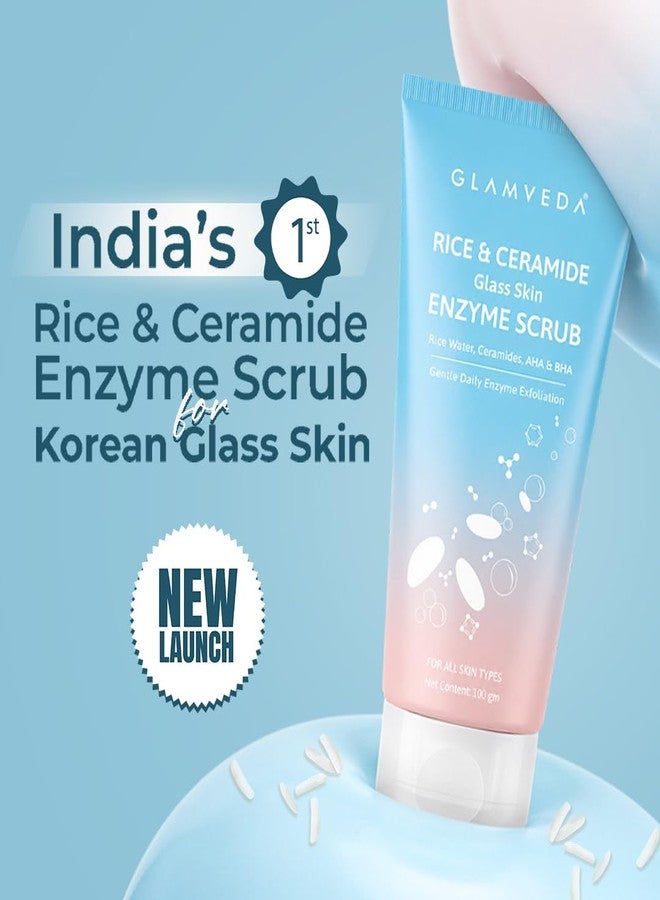 Glamveda Korean Rice & Ceramide Enzyme Scrub for Face | Gentle Daily Exfoliator with Rice Water, Lactic & Glycolic Acid, Niacinamide | Removes Dead Skin, Smoothens Texture & Boosts Glow | Face Scrub For Glowing Skin |100 gm - Image 2