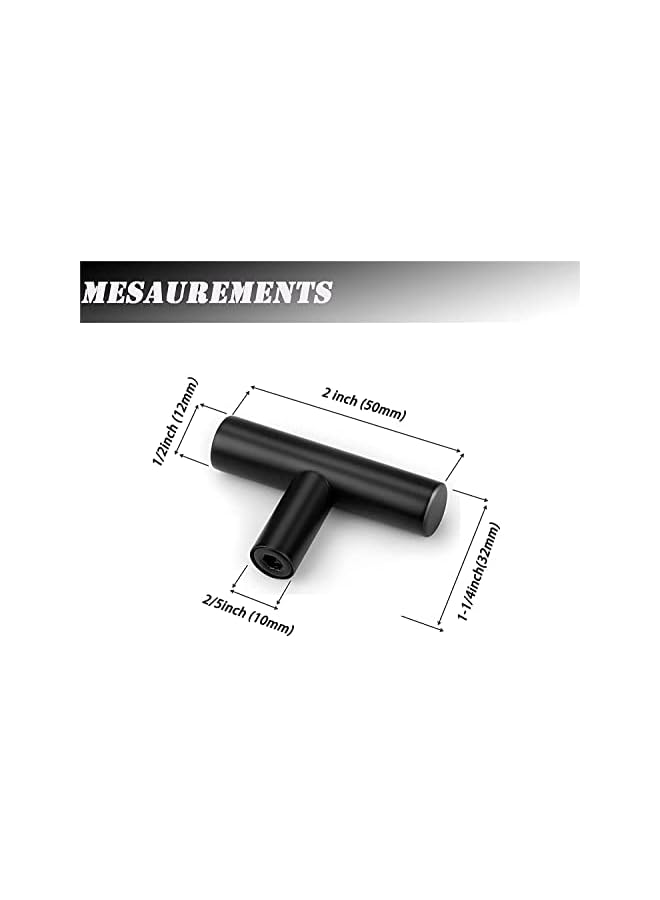 The Bros 10 Packs Cabinet Knobs, Black Cabinet Handles, 2in Kitchen Cabient Knobs, Single Hole Drawer Knobs for Dresser Drawers - Image 2