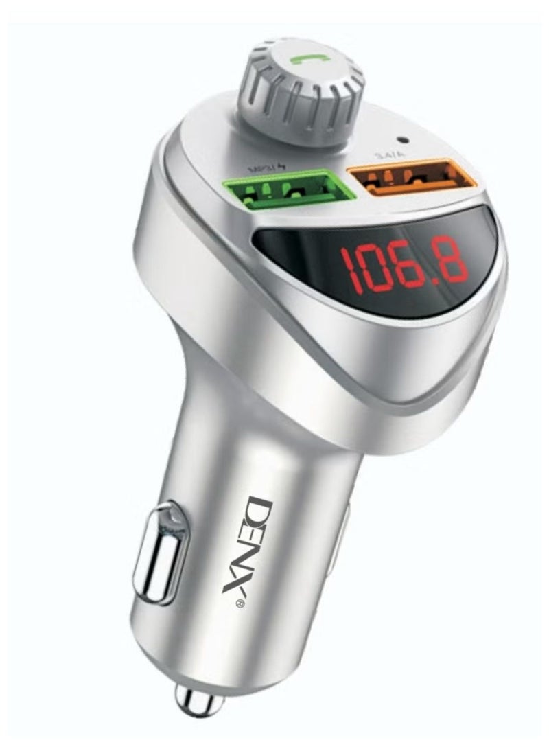 دينكس مشغل موسيقى بلوتوث للسيارة مع جهاز إرسال FM للسيارة ومكالمات حرة باليدين وشاحن سيارة بمنفذي USB متوافق مع معظم الهواتف الذكية - Image 1