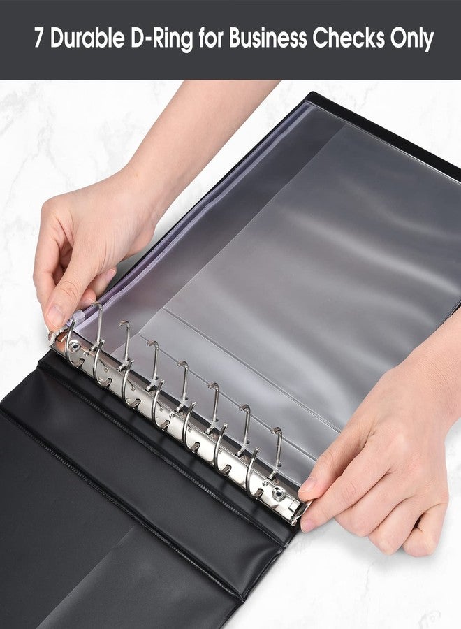Pacific Mailer 7 Ring Business Check Book Binder, 600 Checks Capacity for 9" x 13" Sheets, PU Leather Checkbook Holder with Zip Pouch - Image 5