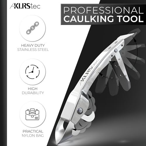 KLRStec Professional Caulking Tool [100% Stainless Steel] 4 in 1 Caulk Remover Tool Kit - Grout Remover and Finishing Tool – Professional Multitool for perfect Silicone Joints DIY Sealer and Scraper - Image 2