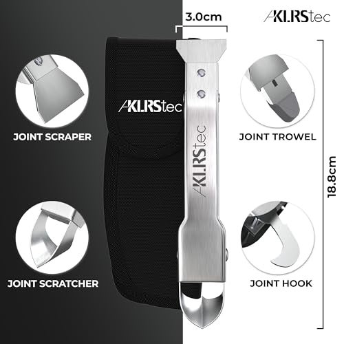 KLRStec Professional Caulking Tool [100% Stainless Steel] 4 in 1 Caulk Remover Tool Kit - Grout Remover and Finishing Tool – Professional Multitool for perfect Silicone Joints DIY Sealer and Scraper - Image 3