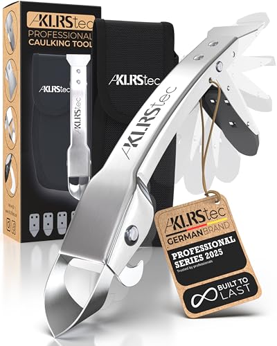 KLRStec Professional Caulking Tool [100% Stainless Steel] 4 in 1 Caulk Remover Tool Kit - Grout Remover and Finishing Tool – Professional Multitool for perfect Silicone Joints DIY Sealer and Scraper - Image 1