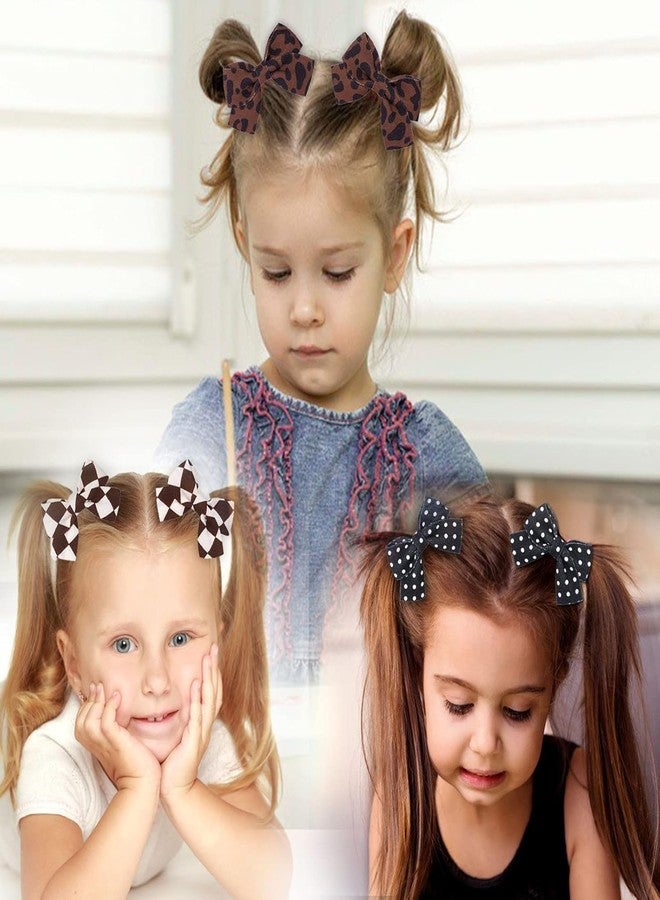 VORSET 4Pcs Toddler Girl Hair Bows Clips Polka Dot & Leopard Print Hair Accessories for Kids, Soft Fabric Bow Barrettes for Baby Girls, Pigtail Hair Clips for Toddlers & Infants - Image 5