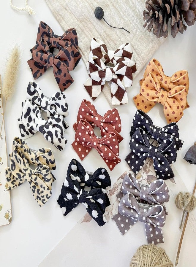 VORSET 4Pcs Toddler Girl Hair Bows Clips Polka Dot & Leopard Print Hair Accessories for Kids, Soft Fabric Bow Barrettes for Baby Girls, Pigtail Hair Clips for Toddlers & Infants - Image 4