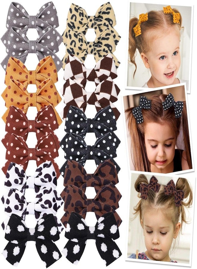 VORSET 4Pcs Toddler Girl Hair Bows Clips Polka Dot & Leopard Print Hair Accessories for Kids, Soft Fabric Bow Barrettes for Baby Girls, Pigtail Hair Clips for Toddlers & Infants - Image 3