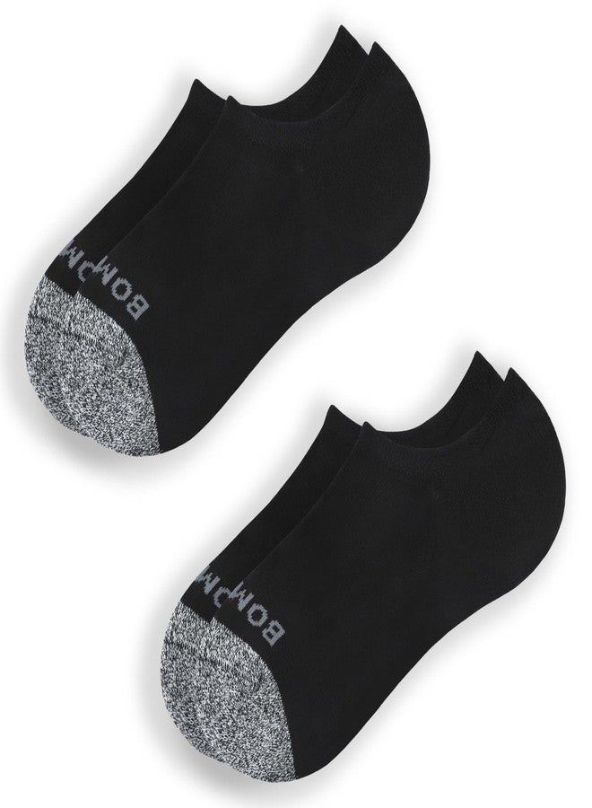 BOMBAS Womens Cushioned No Show Socks,(Black,Medium, 2pcs)