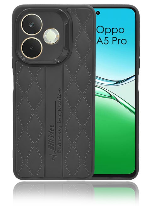 Design Printed Back Cover for Oppo A5 Pro 5G with Raised Lips for Camera & Screen Protection - ShockProof Design - Stylish Back Cover Case - Black