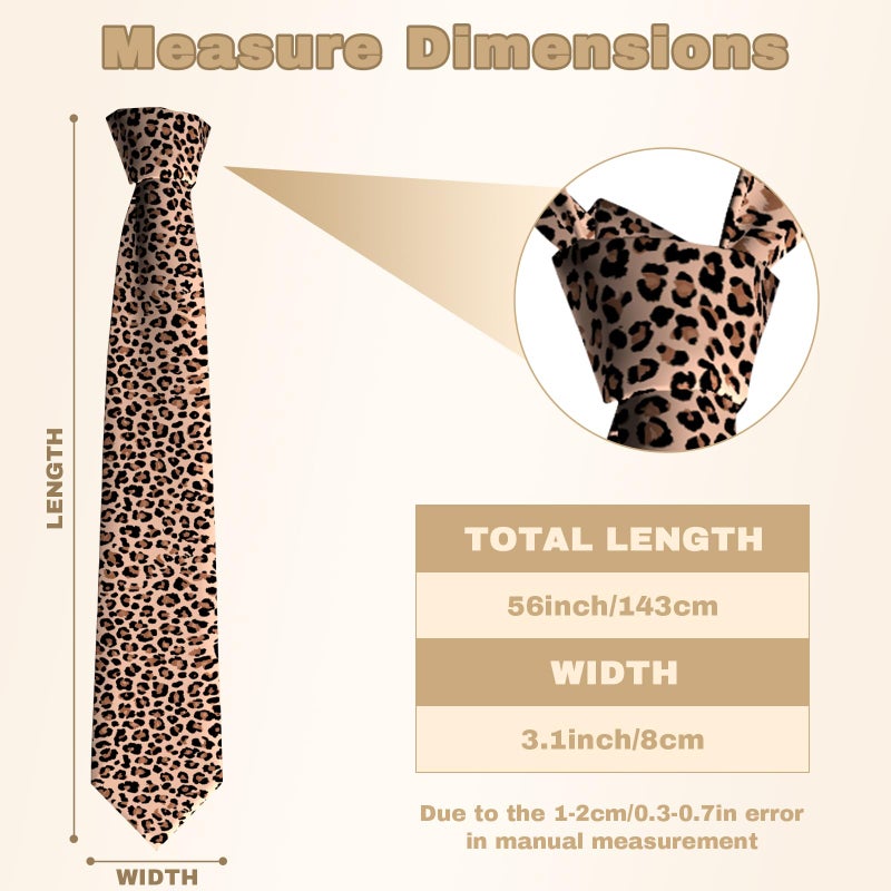 VentuCoven Brown Leopard Menâ€™s Necktie Fashion Ties Polyester Soft Business Party Wedding Neckties for Men Teen Boy - Image 5