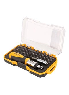 NIBEMINENT 37-Piece Ratchet Screwdriver With Bit Set Yellow/Black/Silver  - Image 2