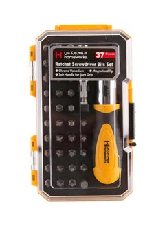 NIBEMINENT 37-Piece Ratchet Screwdriver With Bit Set Yellow/Black/Silver  - Image 1