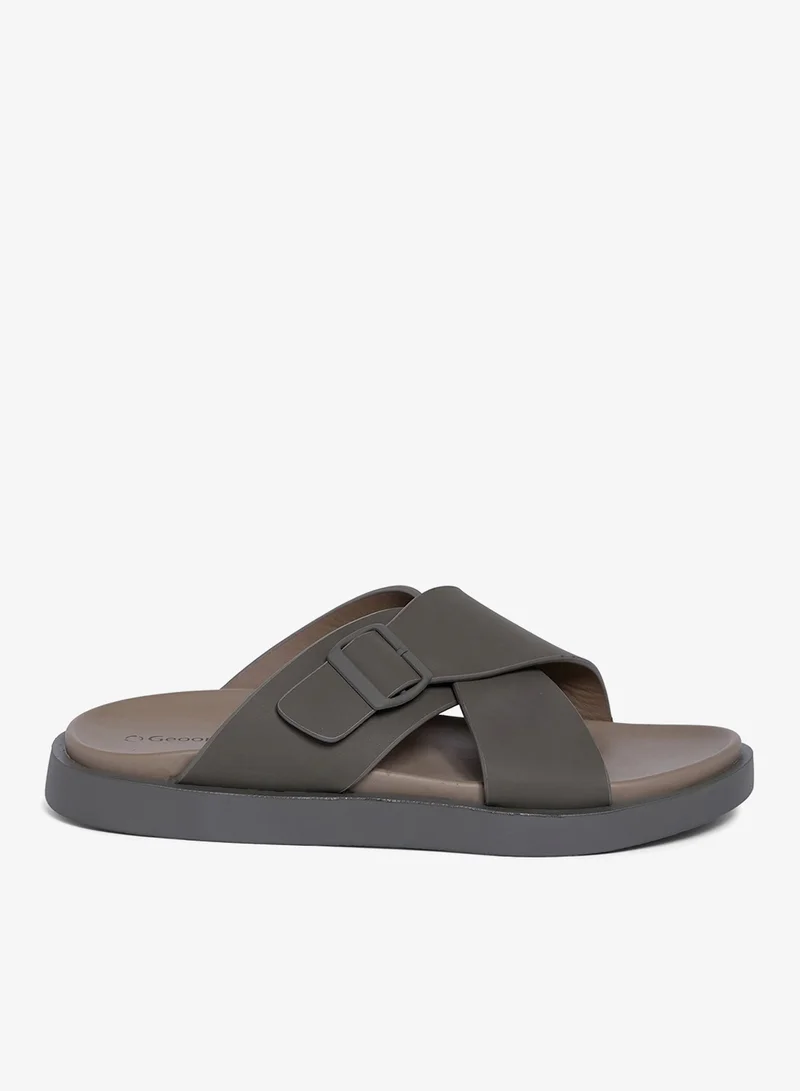 Geoomnii Geoomnii Men’s Arabic Sandals – Comfortable Casual Leather Slide Sandals for Everyday Wear