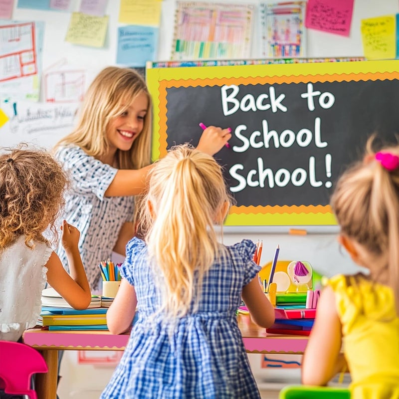 مجموعة حواف لوحات إعلانات مشرقة، 8 لفات، طول كل لفة 262.4 قدم - زينة للمكاتب والفصول الدراسية والمعلمين والأعمال اليدوية المنزلية - ملصقات وحفلات عيد ا��ميلاد - تزيين لوحات الإعلانات (لون رائع) - Image 5
