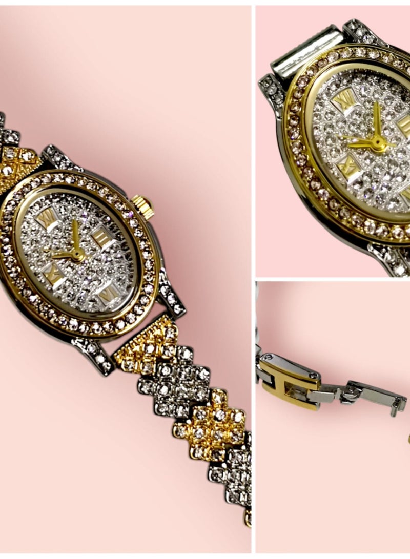 Rivoly Elegant women's stainless-steel set consisting of a waterproof watch with a set of bracelets, rings, necklaces, and earrings - Image 3