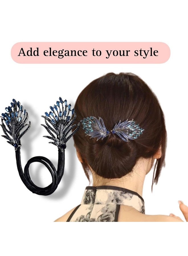 WROPZO Juda Hair Bun Accessories for Women, Quick Bun Maker for Hair, Medium Thick Hair Bun Clips for Women, White Floral Rhinestone Hair Style Accessories Twist Bun Clips for Daily Use - Image 5