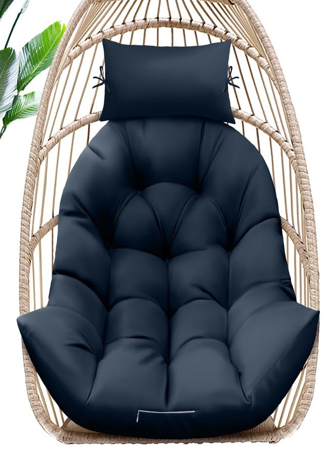 MAGIC ELEPHANT Egg Chair Cushion, Memory Foam Hanging Egg Chair Cushion Replacement, Indoor Outdoor Hammock Basket Egg Swing Cushion with Headrest (Blue) - Image 1