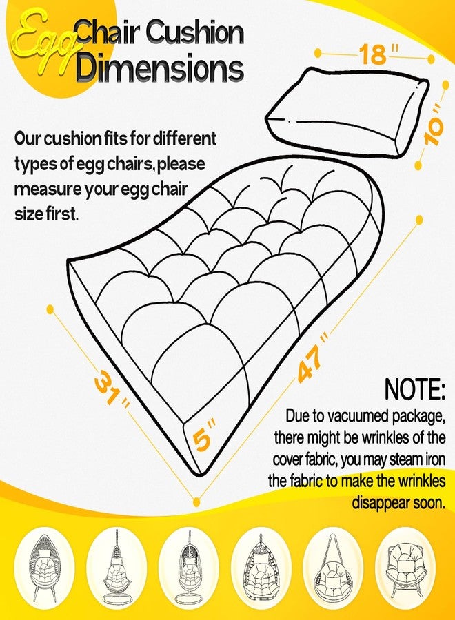 MAGIC ELEPHANT Egg Chair Cushion, Memory Foam Hanging Egg Chair Cushion Replacement, Indoor Outdoor Hammock Basket Egg Swing Cushion with Headrest (Blue) - Image 5