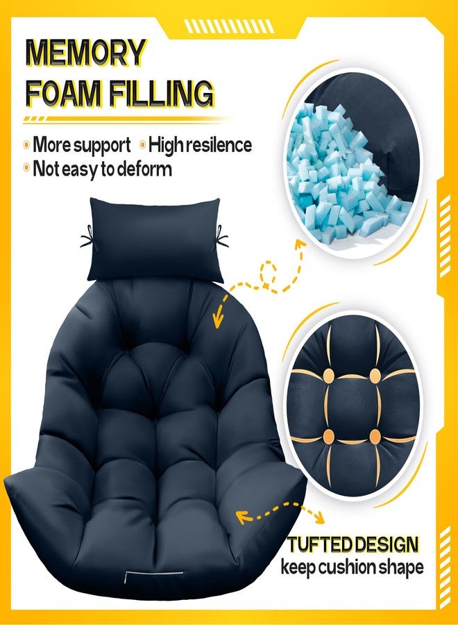 MAGIC ELEPHANT Egg Chair Cushion, Memory Foam Hanging Egg Chair Cushion Replacement, Indoor Outdoor Hammock Basket Egg Swing Cushion with Headrest (Blue) - Image 2