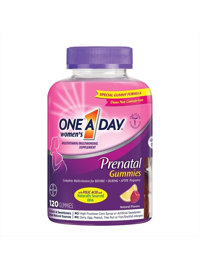 ONE A DAY حلوى الفيتامينات المتعددة للنساء قبل الولادة من One A Day، بما في ذلك فيتامين أ، ج، د، ب6، ب12، حمض الفوليك والمزيد، 120 قطعة، مكمل غذائي قبل وأثناء الحمل - Image 1