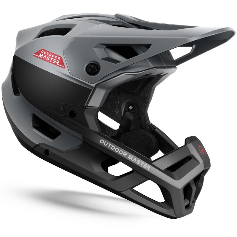 OutdoorMaster Full Face Mountain Bike Helmet for Men WomenTwo Removable Chin Pad Mountain Bike Helmet Grizzly Ventilation Lightweight Racing Downhill DH BMX MTB Helmet Slate Grey Large