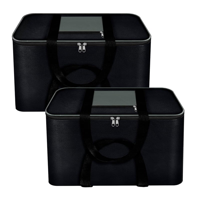 Storite 2 Pack Moisture Proof Nylon Large Size Underbed Storage Bag For Clothes 54 x 46 x 28 cm Black Rectangular - Image 1