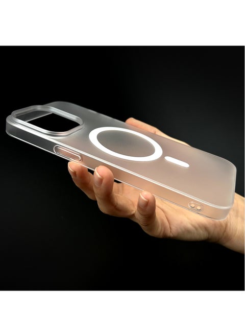 15 Plus Magsafe Case Clear【Fine Frosted Texture】【Elevated Large Opening】Anti-Fingerprint&Anti-Scratch, Magnetic Magsafe Cover for iPhone 15 Plus 6.7inch Clear White