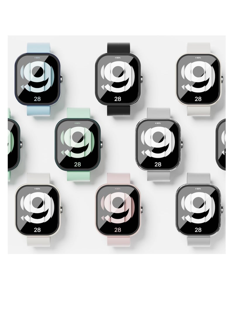 SYOSI Screen Protector Case for Xiaomi Redmi Watch 4, 4 Pack Tempered Glass Screen Protector for Xiaomi Redmi Watch 4, Hard PC Bumper & Tempered Glass Film Replacement Accessories - Image 2