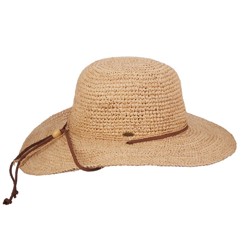 Scala Women's Big Brim Raffia Hat with Leather Chin Cord, Natural, One Size - Image 1