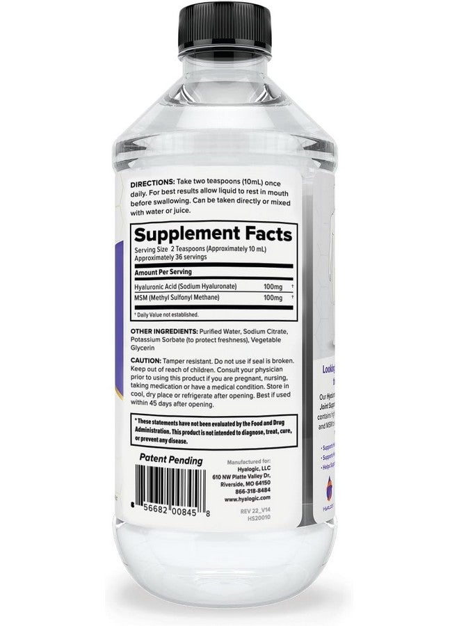Hyalogic Hyaluronic Acid Joint Support Supplement (12 oz) Advanced Formula Joint Supplement - MSM & 100 mg Hyaluronic Acid Supplements - Joint Supplements for Women & Men for Overall Joint Health - Image 3