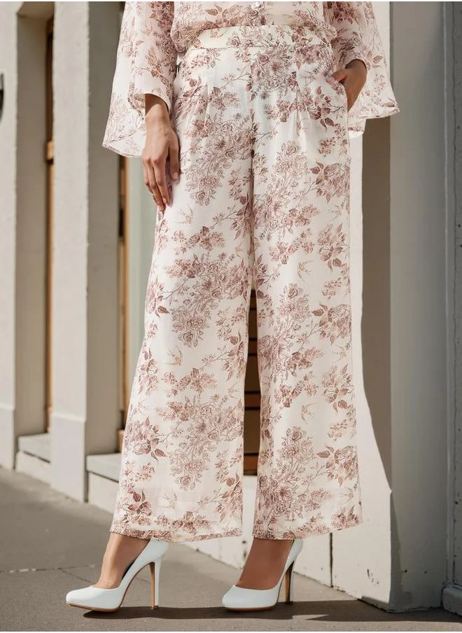 Iconic Iconic All-Over Floral Print Wide Leg Pants