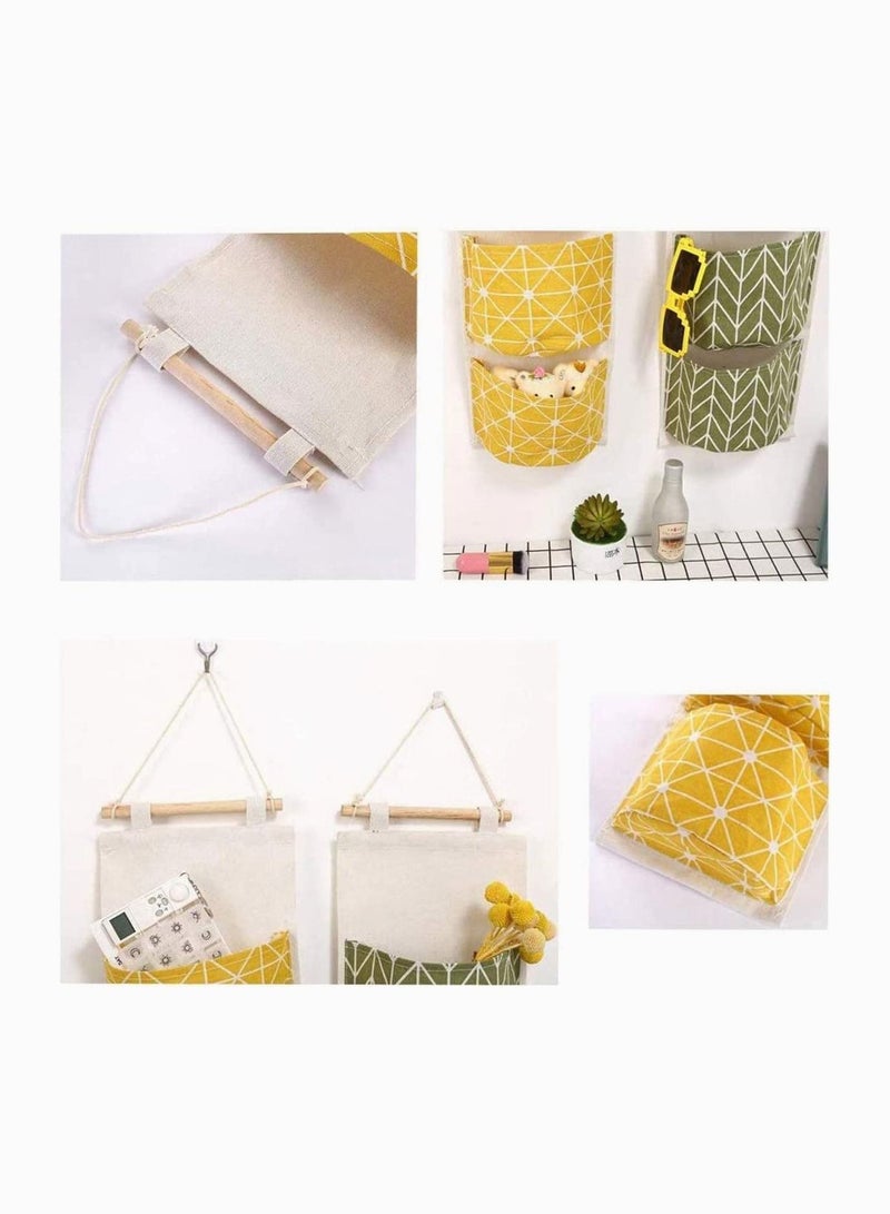 SYOSI Wall Hanging Storage Bag Waterproof Over The Door Closet Organizer Organizer Linen Farbric Hanging Pocket Organizer with 3 Remote-Sized Pockets for Bedroom - Image 3