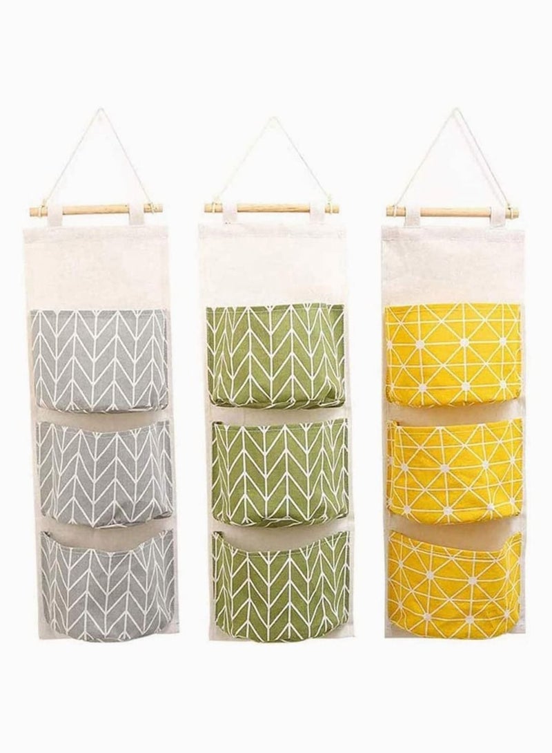 SYOSI Wall Hanging Storage Bag Waterproof Over The Door Closet Organizer Organizer Linen Farbric Hanging Pocket Organizer with 3 Remote-Sized Pockets for Bedroom - Image 1