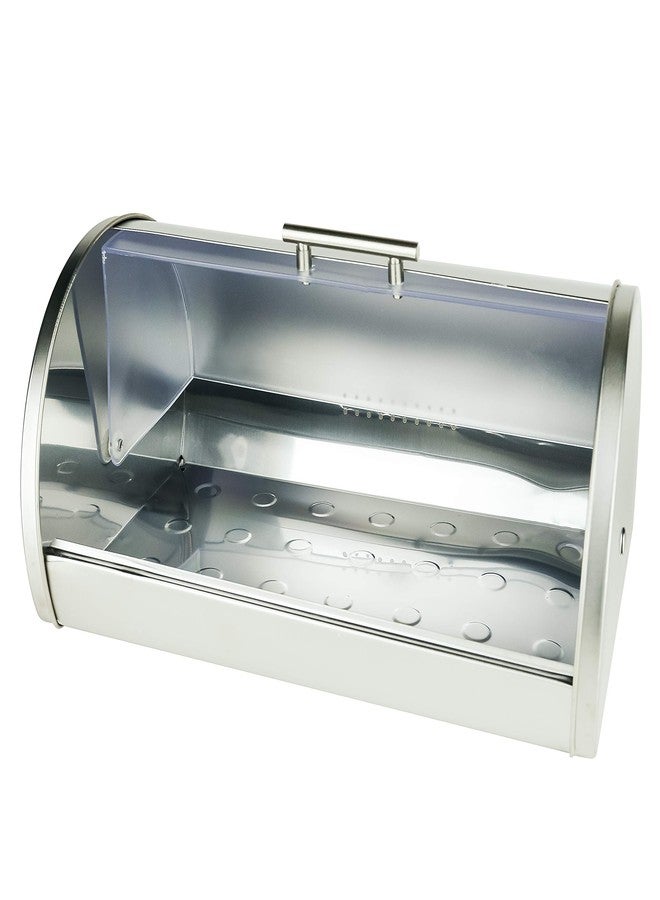 Galashield Bread Box for Kitchen Countertop Stainless Steel Bread Holder Bin Storage Container with Frosted Acrylic Roll Top Lid - Image 4