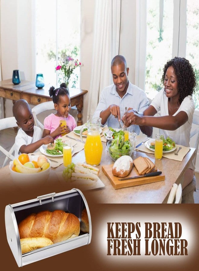 Galashield Bread Box for Kitchen Countertop Stainless Steel Bread Holder Bin Storage Container with Frosted Acrylic Roll Top Lid - Image 5