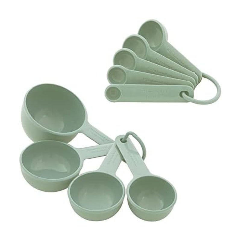 KitchenAid Universal Easy To Read Measuring Cup and Spoon Set with Soft Grip Handle for Maximum Control Hang Hole and Nesting For Easy Storage Dishwasher Safe 9 Piece Pistachio